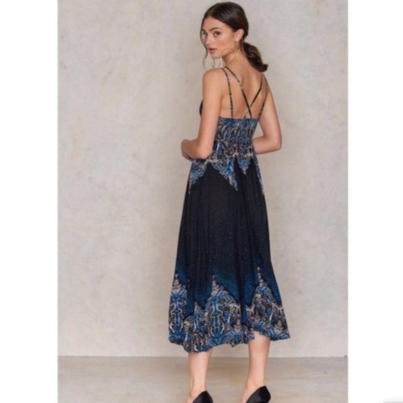 Free People Black and Blue Maxi Dress - Picture 4 of 10
